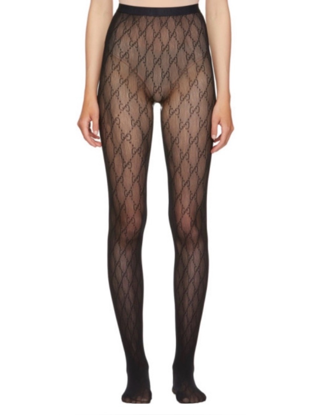 Gucci Black Sheer GG Logo Tights S